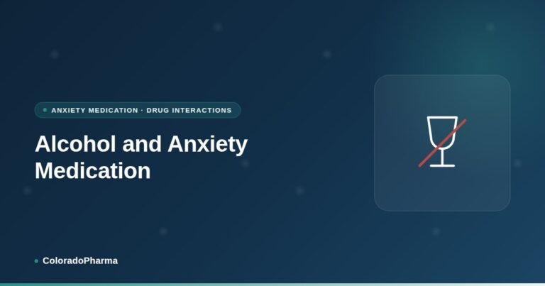 Illustration of a wine glass crossed out, representing ColoradoPharma's guide to alcohol and anxiety medication interactions.